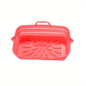 Rectangular Air Fryer Liners; Foldable Silicone Tray; Air Fryer Accessories; Reusable Grill Plate; Heat Resistant Microwave Silicone Plate; Home (Quantity: 2, Color: Red)