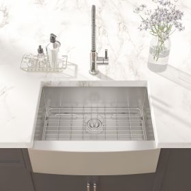 Farmhouse Apron Handmade Stainless Steel Kitchen Sink,Small Single Bowl Bar Sink with Strainer (size: 24"x21")