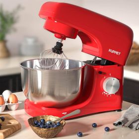KUPPET Stand Mixer, 8-Speed Tilt-Head Electric Food Stand Mixer with Dough Hook, Wire Whip & Beater, Pouring Shield, 4.7QT Stainless Steel Bowl R (Color: Red)